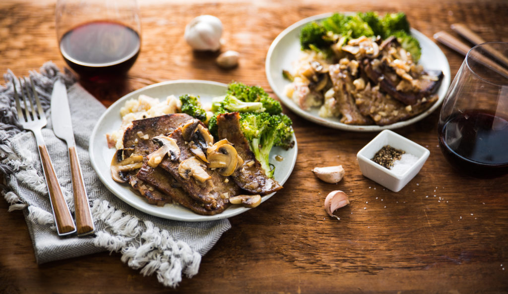 Wicked Healthy Seitan Marsala With Smashed Potatoes And Broccoli