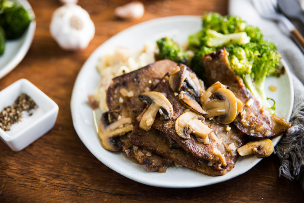 Wicked Healthy Seitan Marsala With Smashed Potatoes And Broccoli