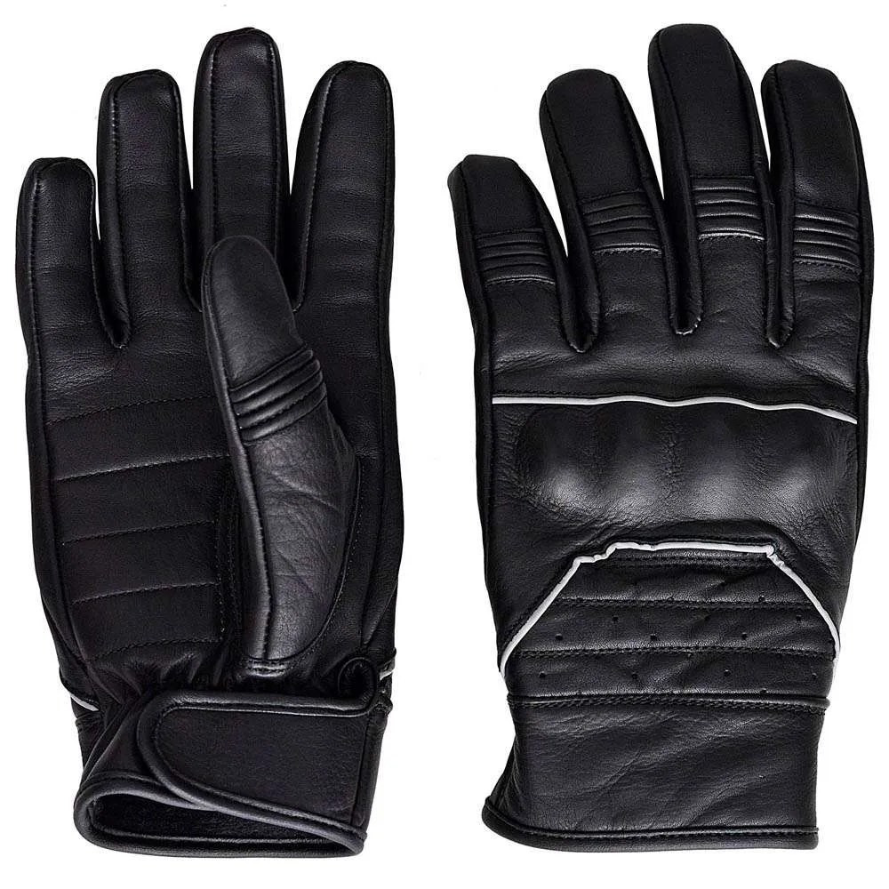 Full Grain Cowhide Motorcycle Biker Riding Gloves Black With Reflective