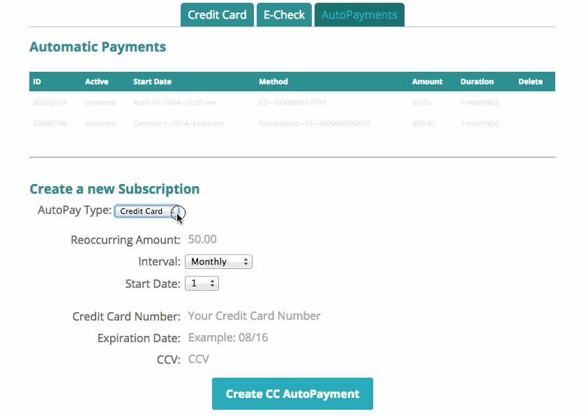 Setting up Automatic Payments WiConnect Wireless