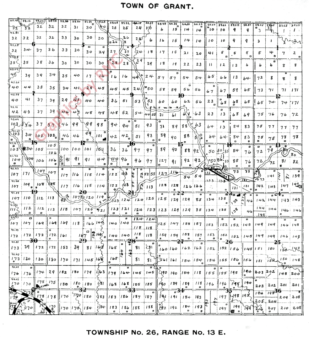 1898Grant Township, Shawano County Plat Map, Township No. 26, Range No. 13E