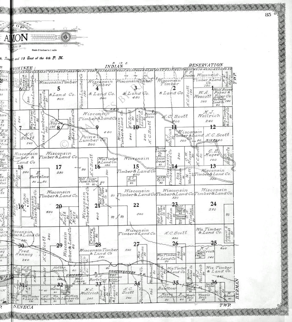 1911 Bartelme Township, Shawano County Plat Map