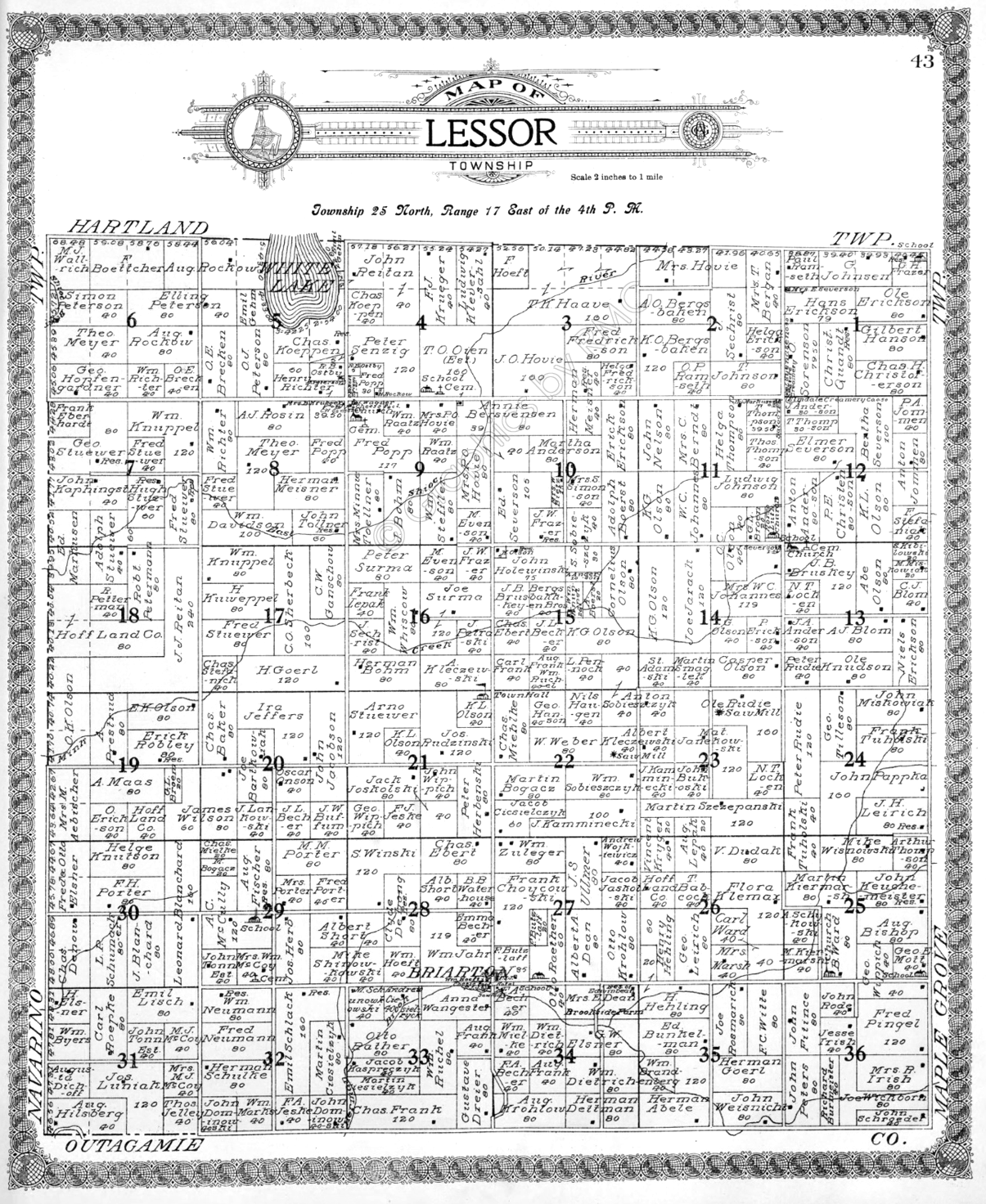 1911 Lessor Township, Shawano County Plat Map