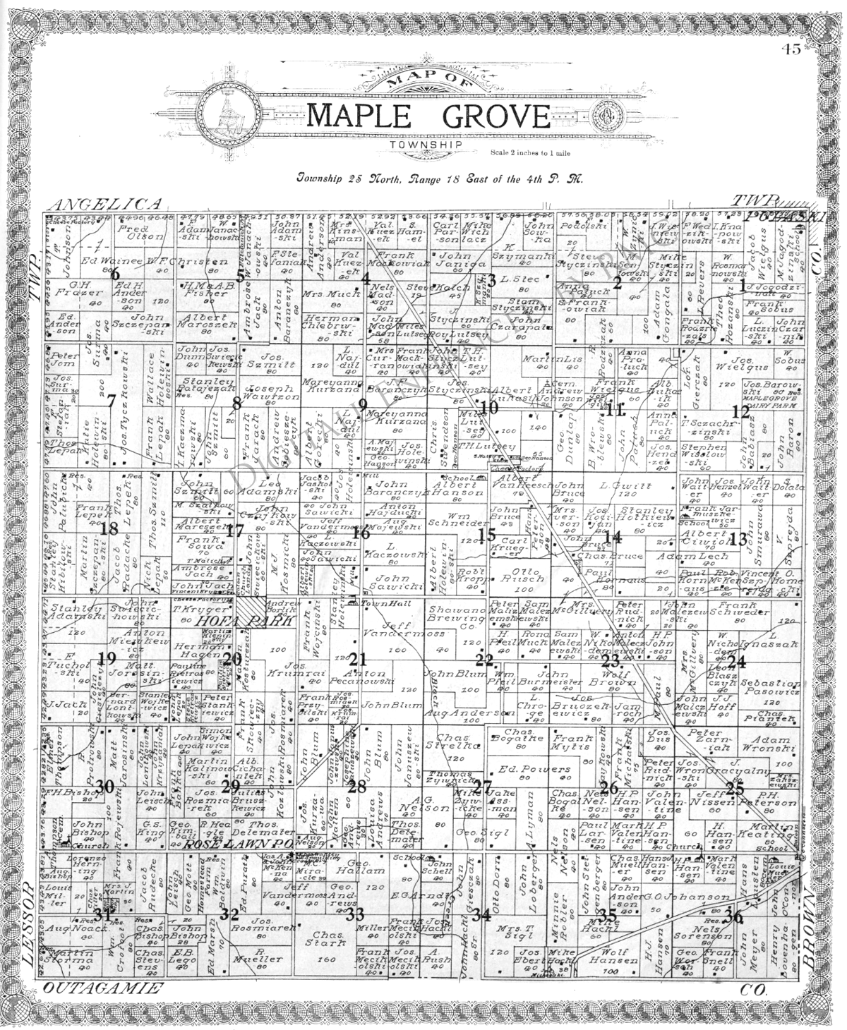 1911 Maple Grove Township, Shawano County Plat Map