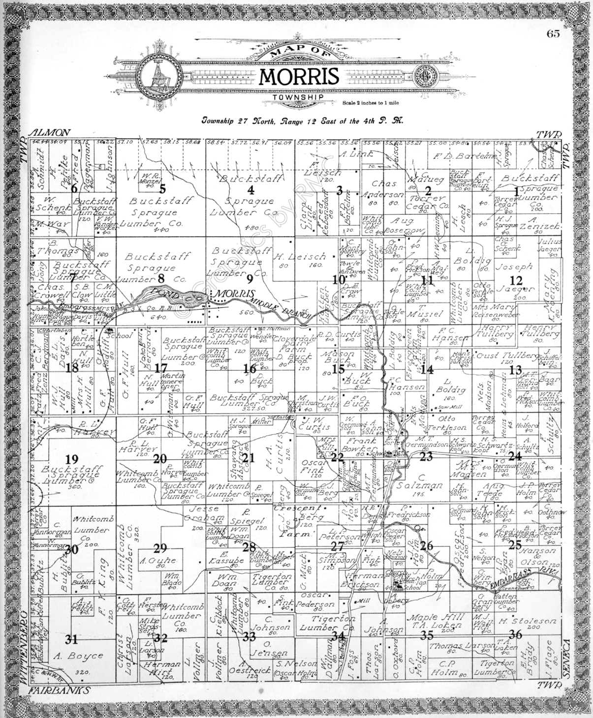 1911 Morris Township, Shawano County Plat Map