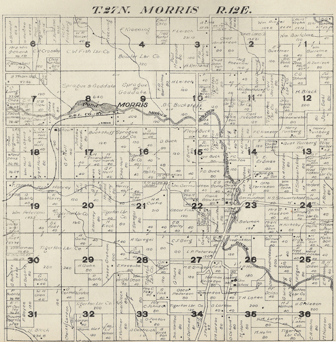 1920 Morris Township, Shawano County Plat Map