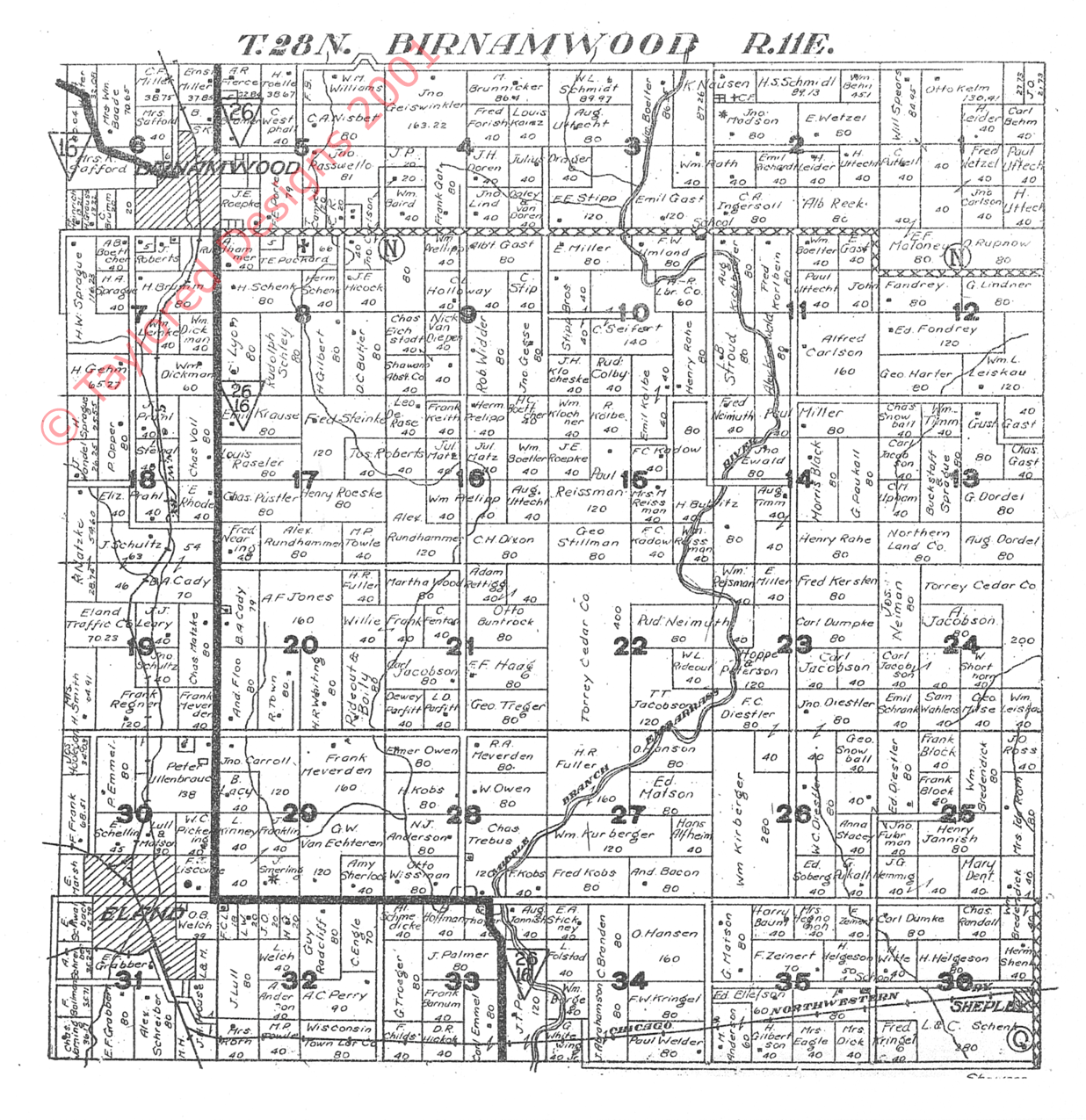 1924 Birnamwood Township, Shawano County Plat Map