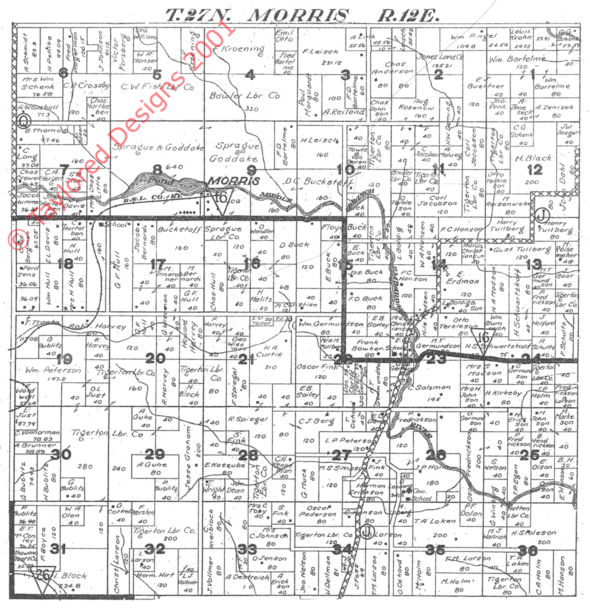 1924 Morris Township, Shawano County Plat Map
