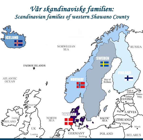 Areas Where Scandinavians Settled Usa Map Vår skandinaviske familien Scandinavian families of western Shawano County