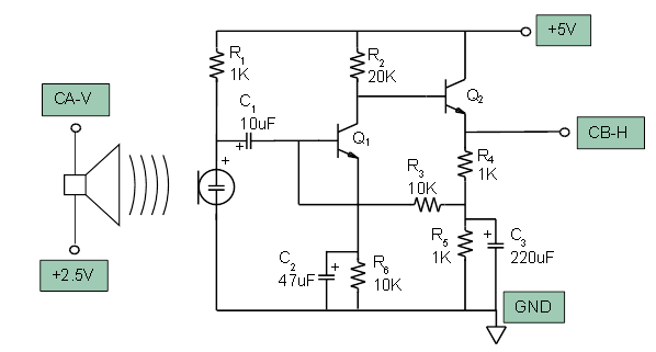 Electret Microphone Circuit Example - Circuit Diagram