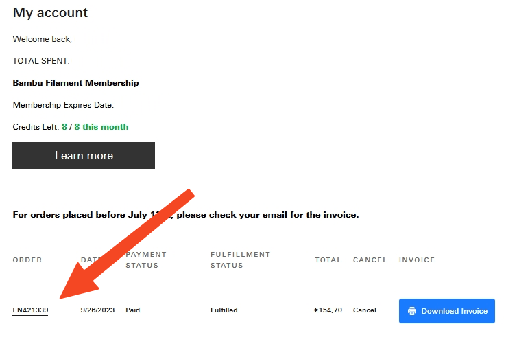 How to get the order ID for a Customer Support Ticket Bambu Lab Wiki