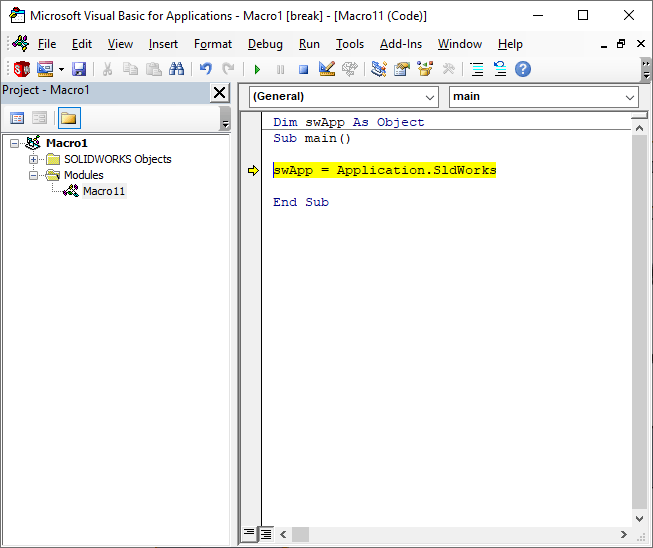 SolidWorks API Runtime error '91' Object variable or With block