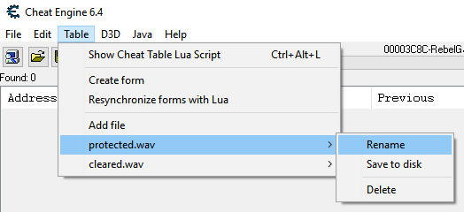 Lua:findTableFile - Cheat Engine