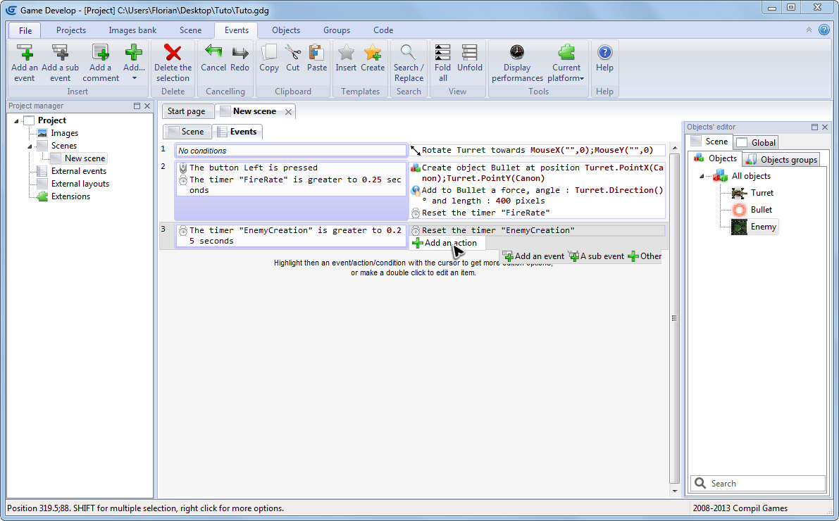 Stepbystep tutorial for beginners [GDevelop wiki]
