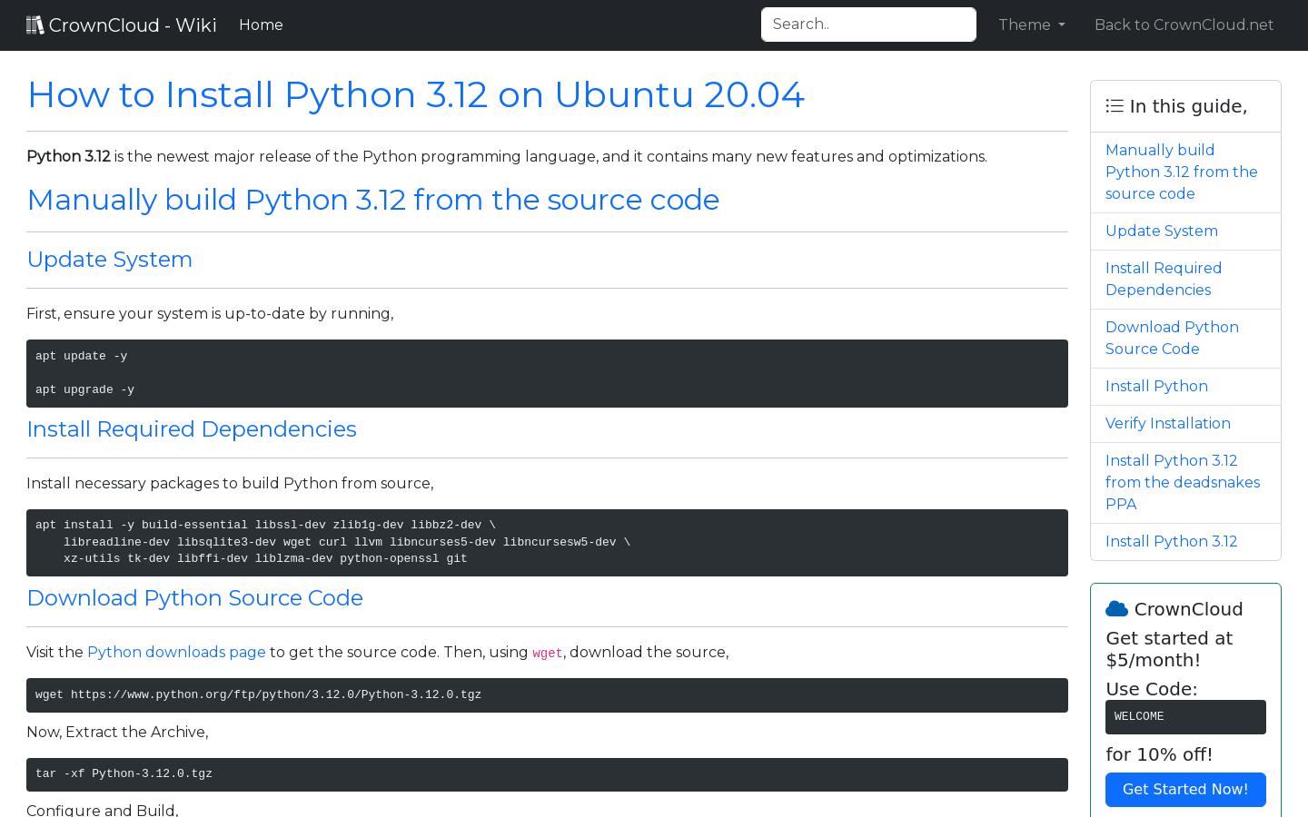 CrownCloud Wiki How To Install Python 3 12 On Ubuntu 20 04
