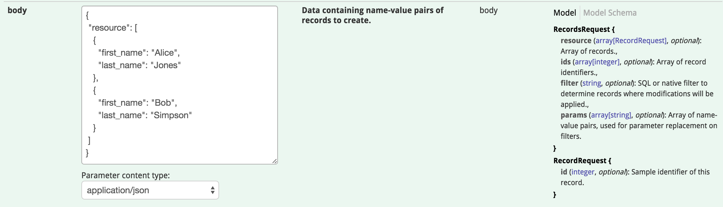 Posting records DreamFactory