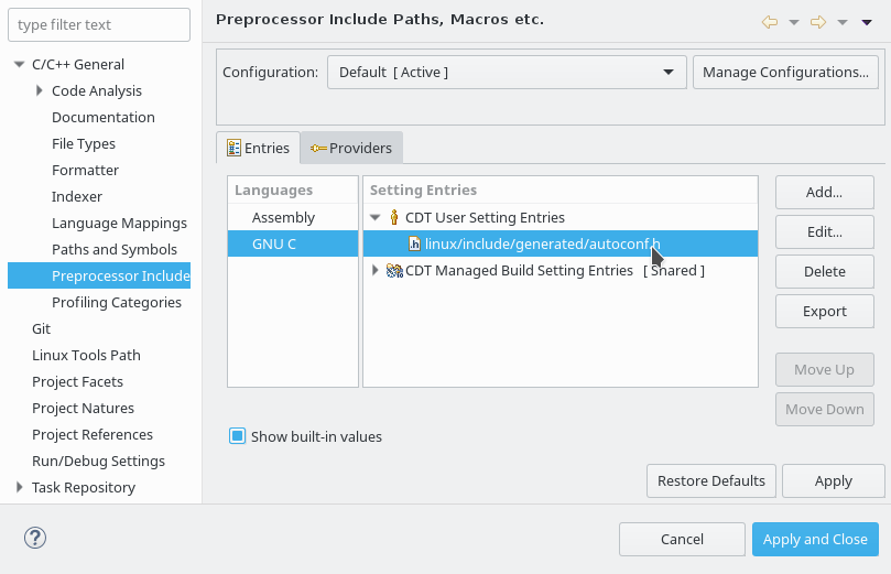 Eclipse CDT projects with bitbake ElphelWiki