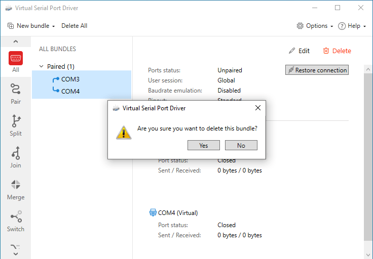 Manage Ports with Virtual Serial Port Driver