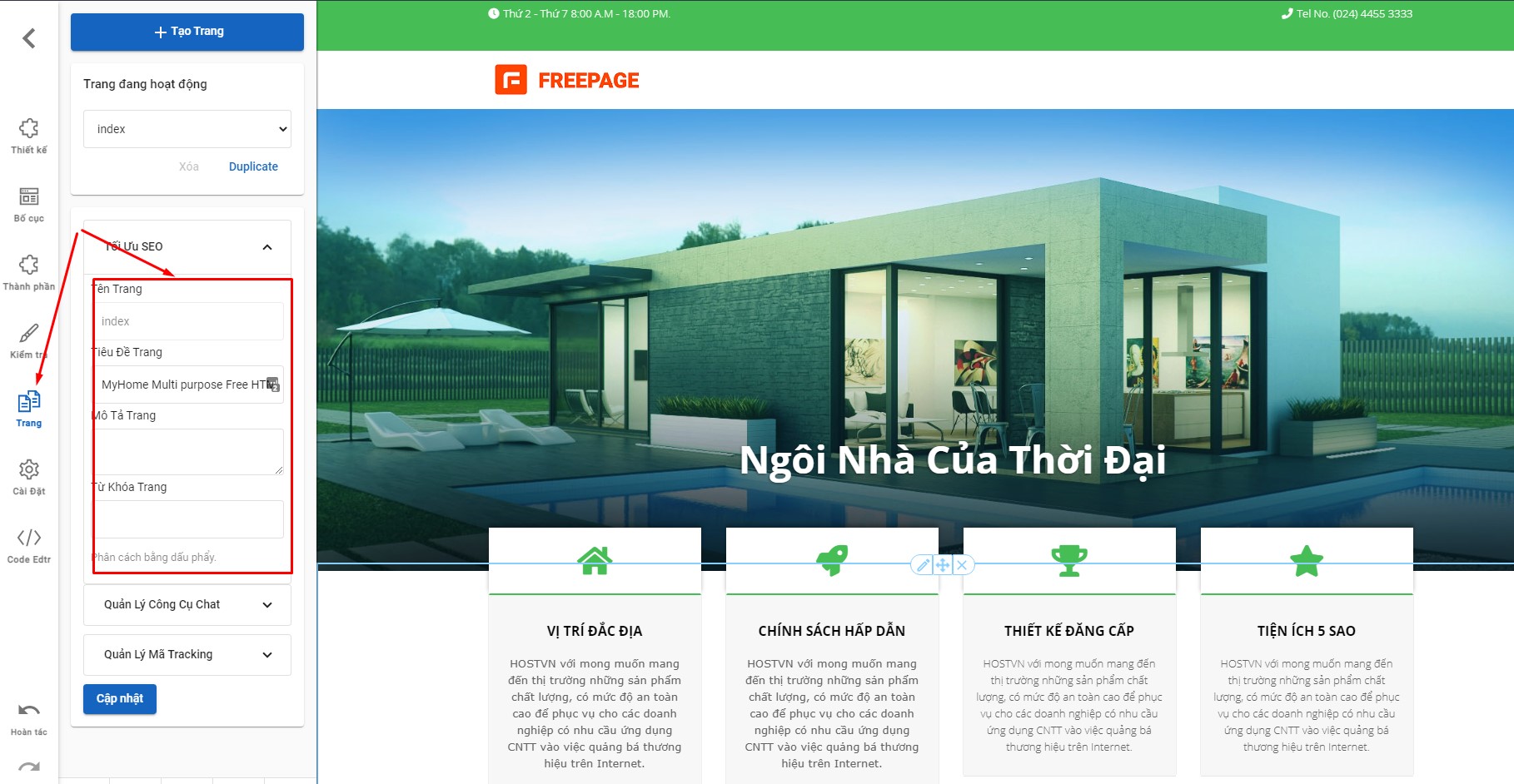 Cài đặt SEO cho Freepage Wiki Freepage