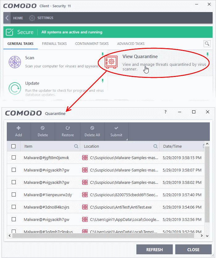 How to manage quarantined files in CCS