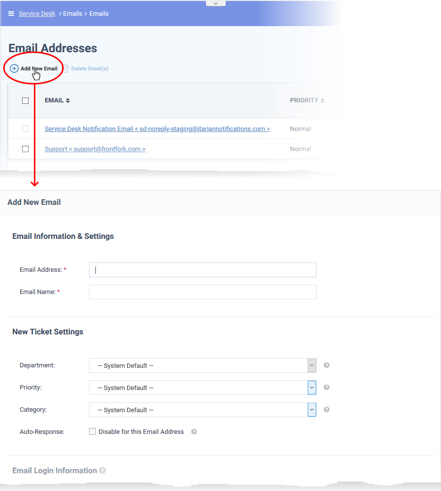 How to setup your support email address