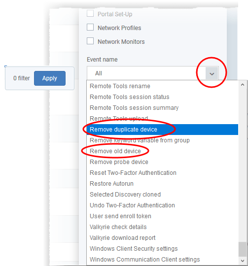 How to configure removal options for inactive and duplicate devices