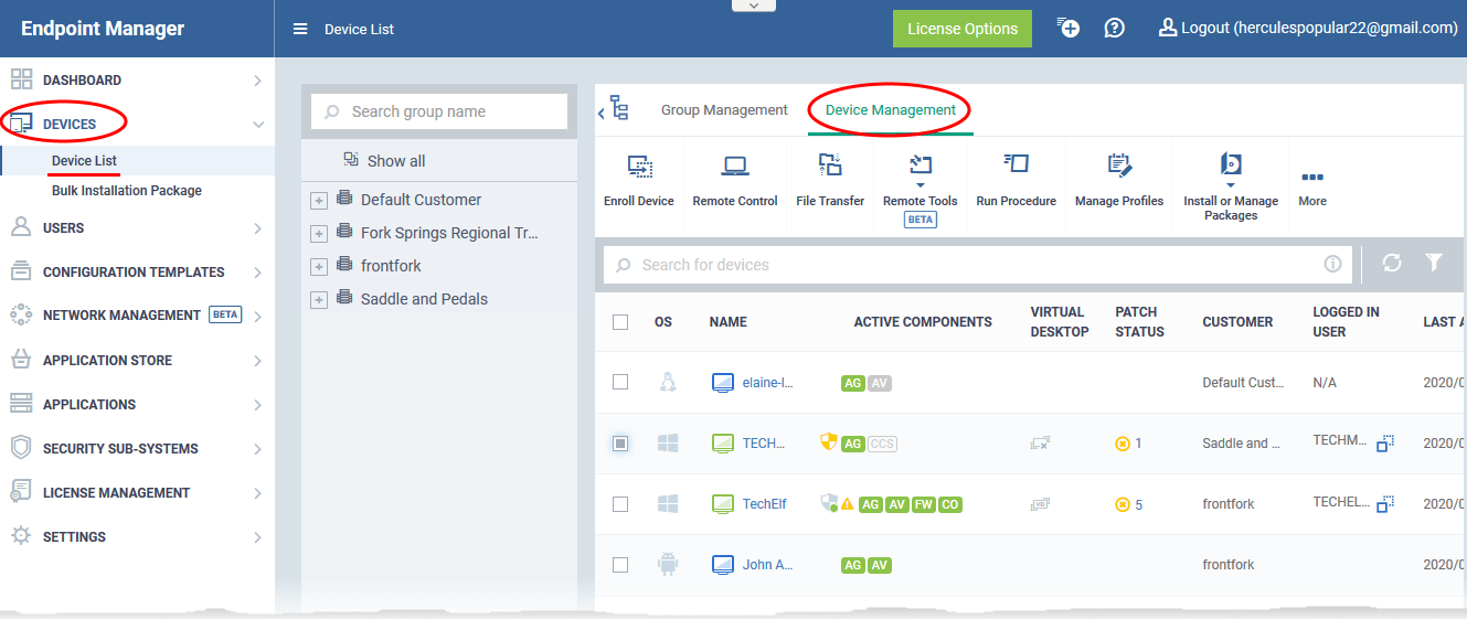 How to understand connection and security status of devices from