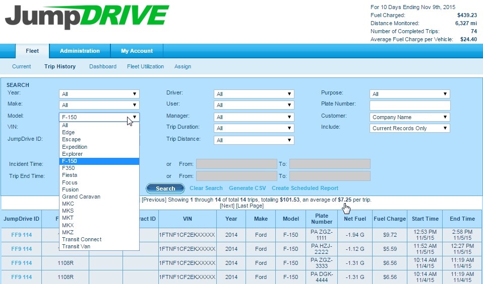 User FAQ How Do I Use the Trip History Report to View the Average