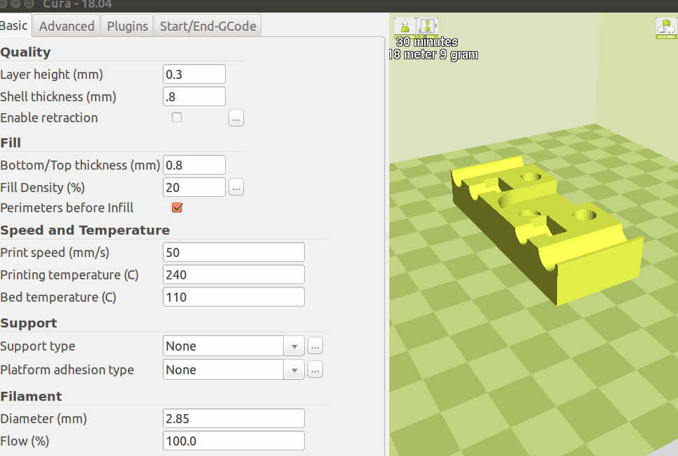 Cura Settings - Open Source Ecology