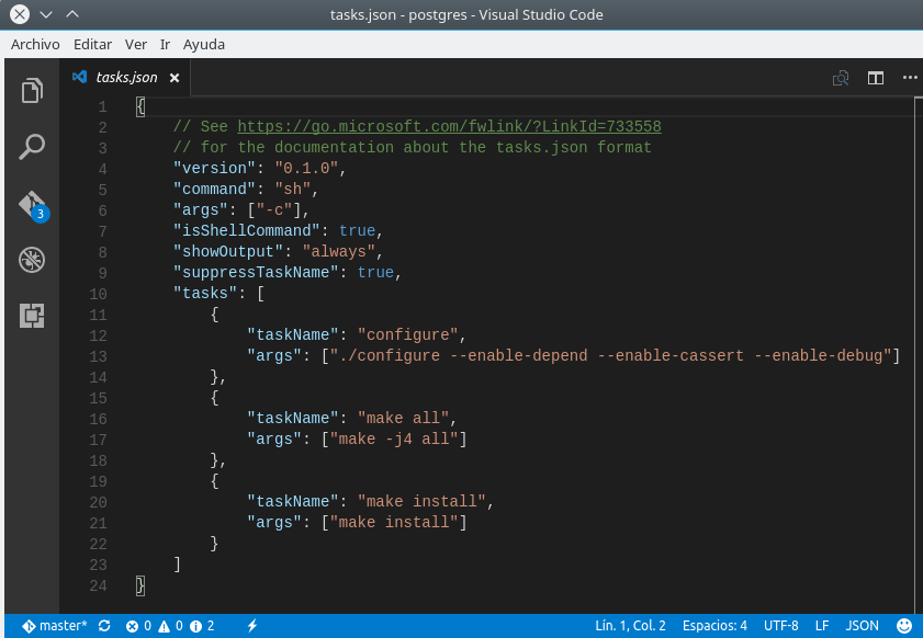 Working with Visual Studio Code/es PostgreSQL wiki
