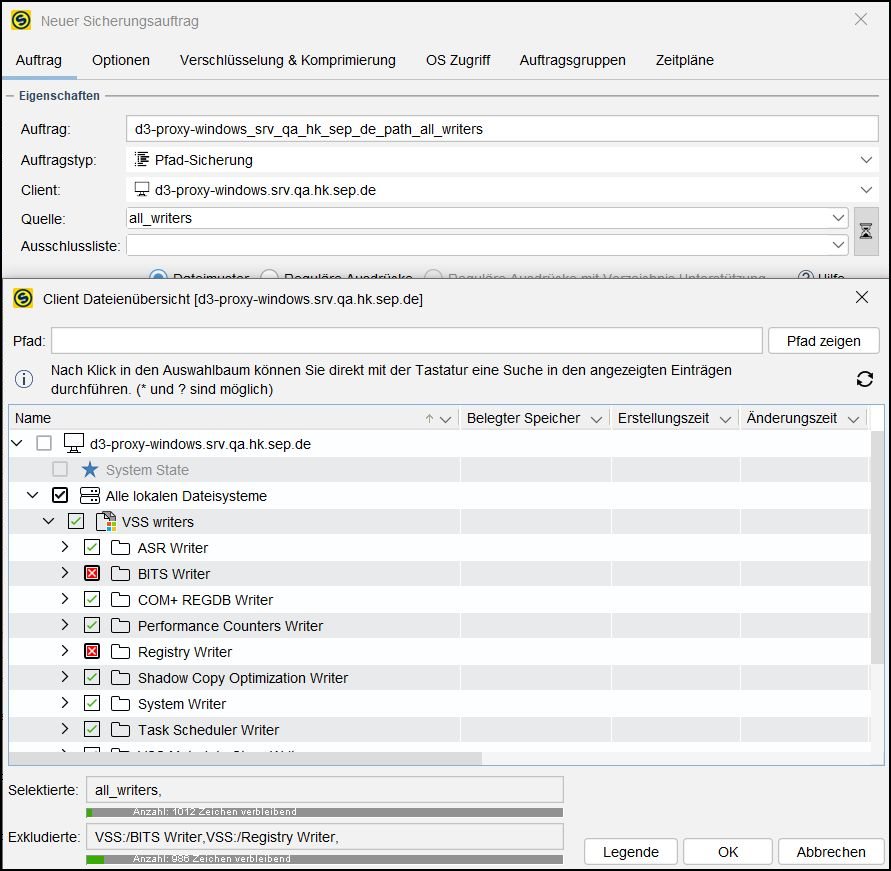 5 1 0 SEP sesam Volume Shadow Copy Service (VSS) für Windows SEPsesam