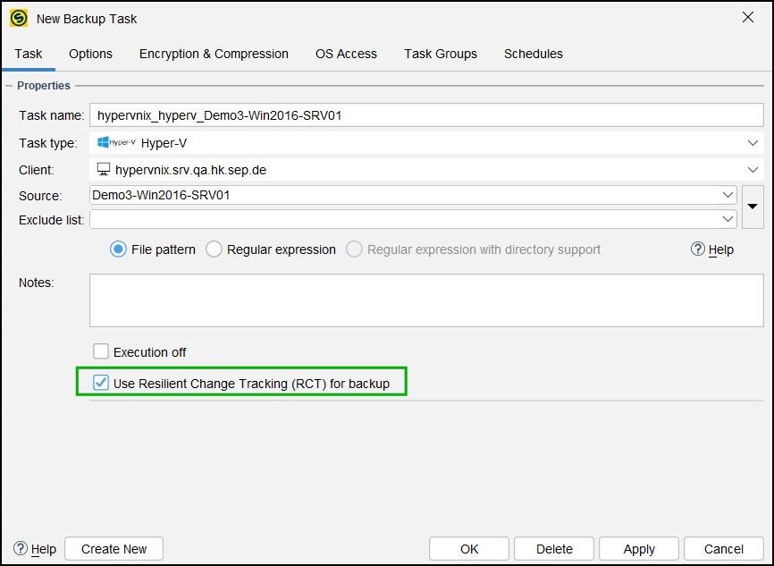 5 1 0HyperV Backup with Resilient Change Tracking (RCT) SEPsesam