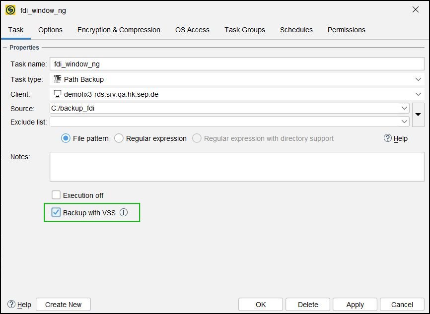 5 1 0SEP sesam Volume Shadow Copy Service (VSS) for Windows SEPsesam