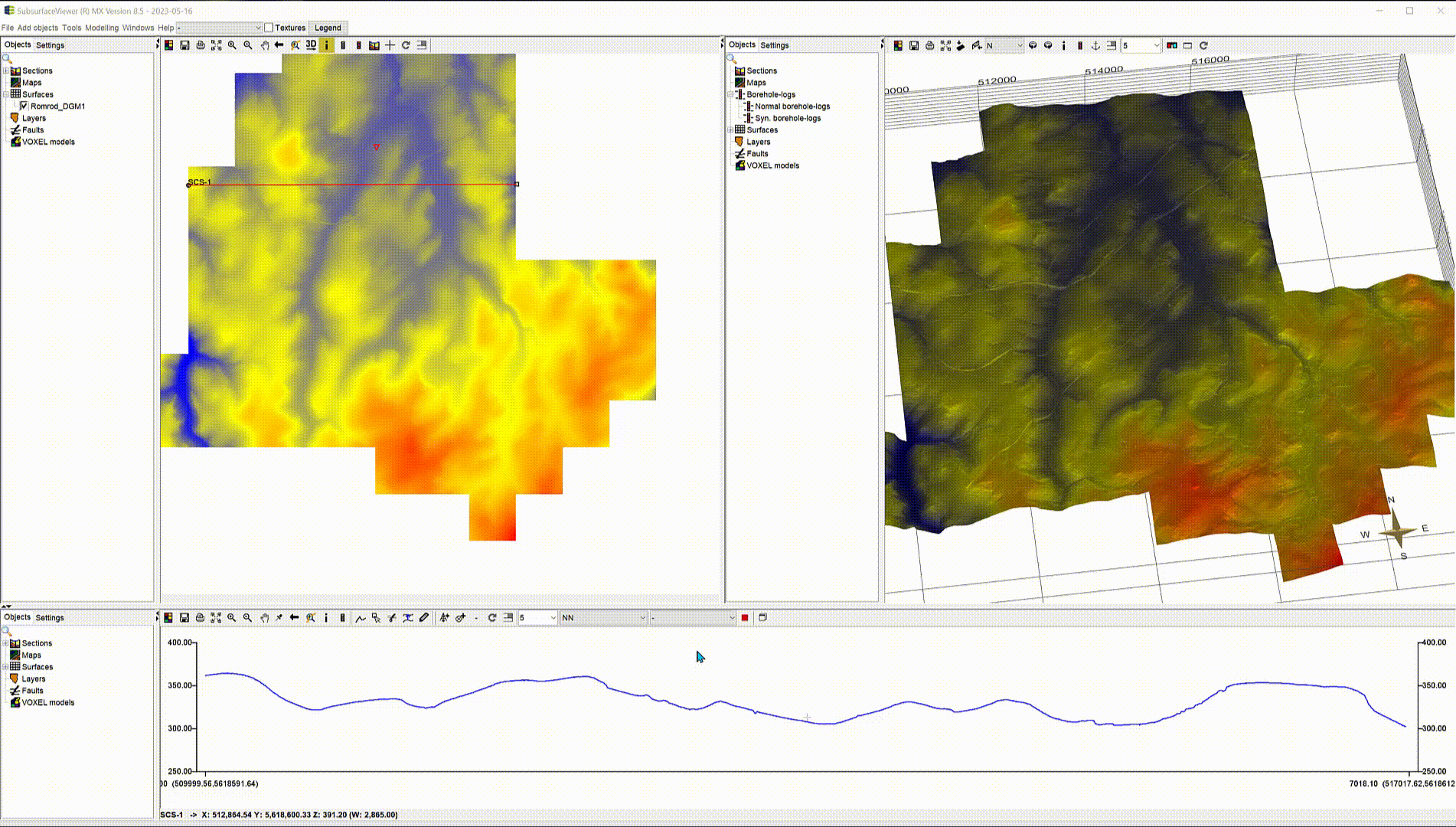 Digital elevation model (DEM) SubsurfaceViewer
