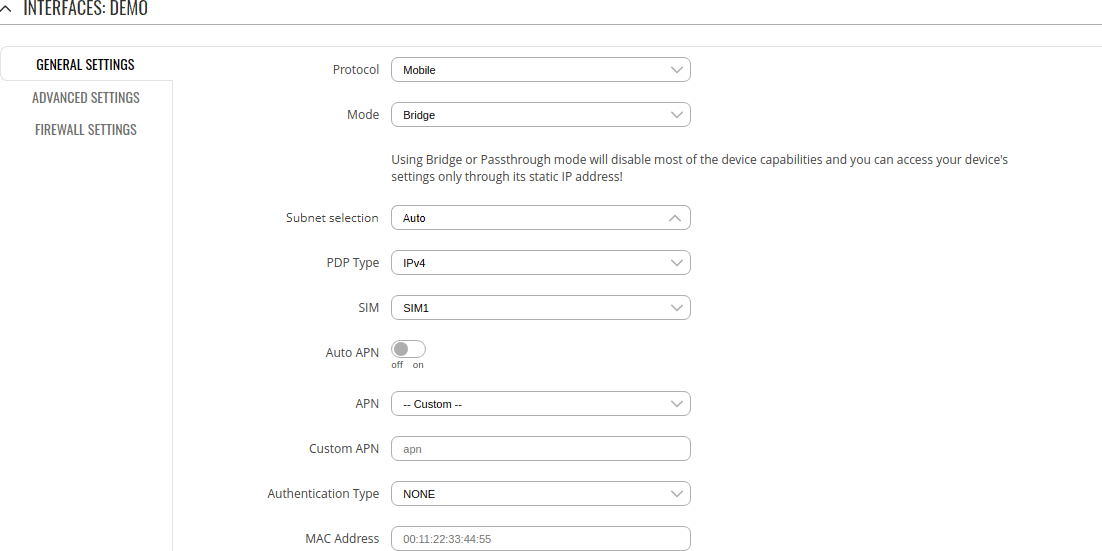 rutos manual interfaces interface configuration general