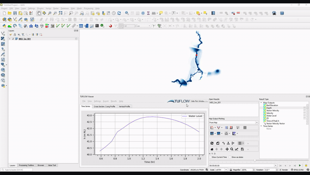 TUFLOW Viewer Showing The Current Time Tuflow