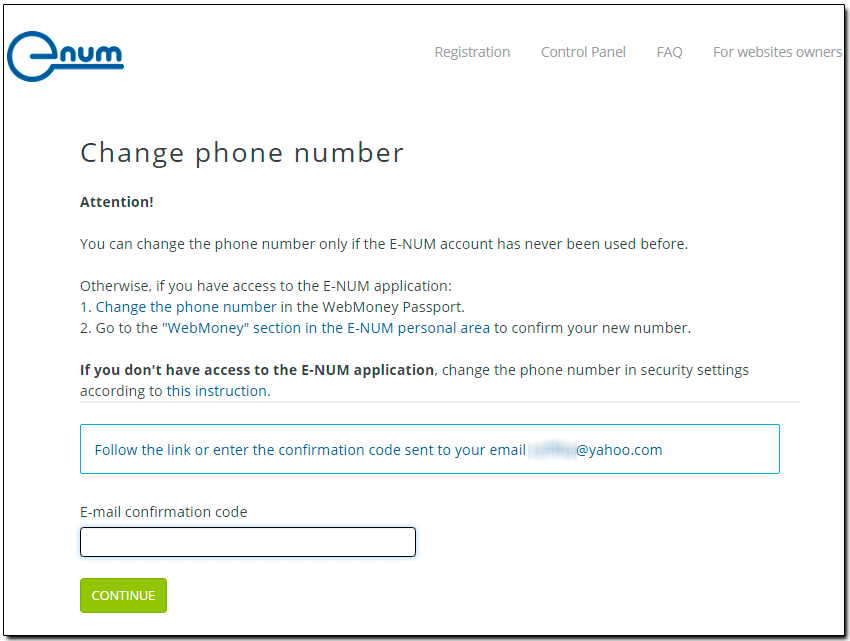 How do I change my phone number in enum WebMoney Wiki