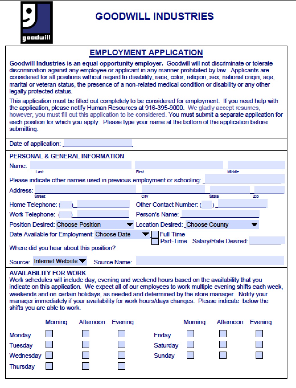 Download Goodwill Job Application Form Fillable Adobe PDF wikiDownload