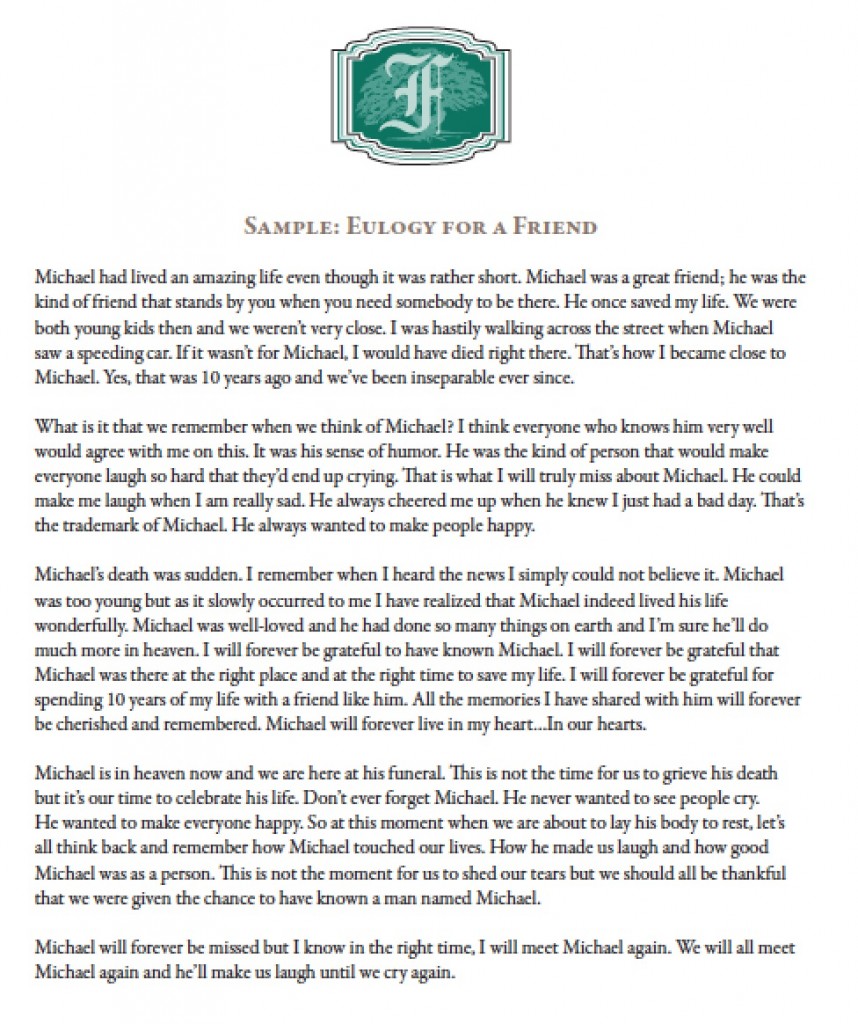 sampleeulogyforafriend wikiDownload wikiDownload