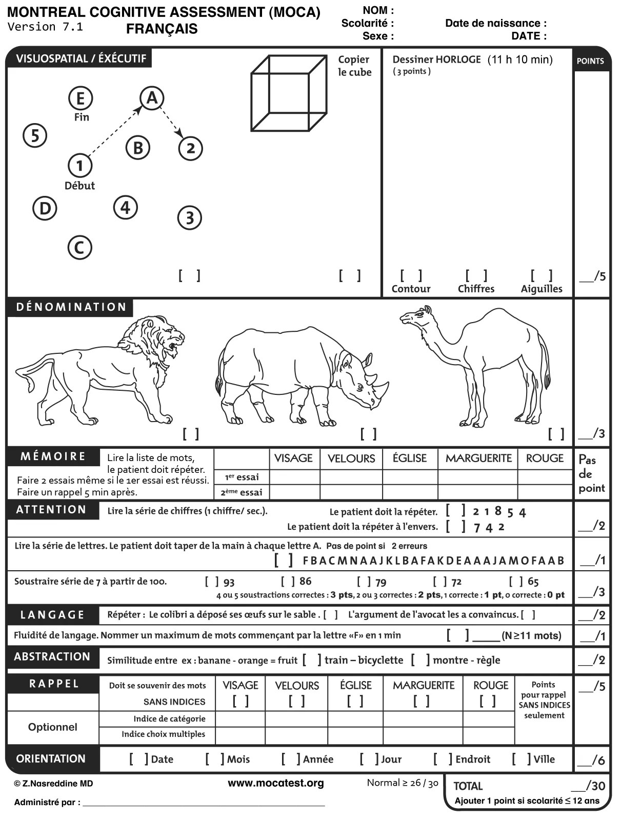Montreal Cognitive Assessment (MOCA) — Wikimedecine