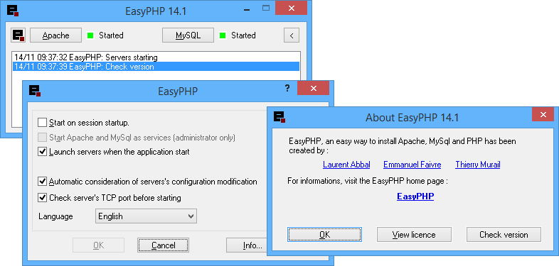 EasyPHP скачать бесплатно для Windows 10, 8, 7, XP