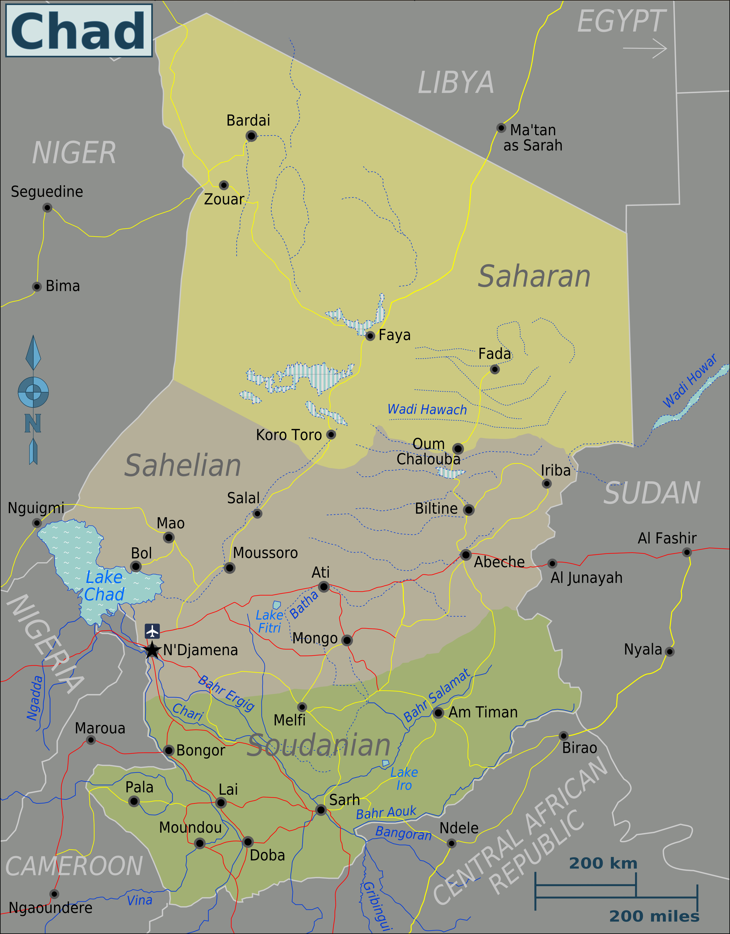 FileChad Regions map.png Wikitravel Shared