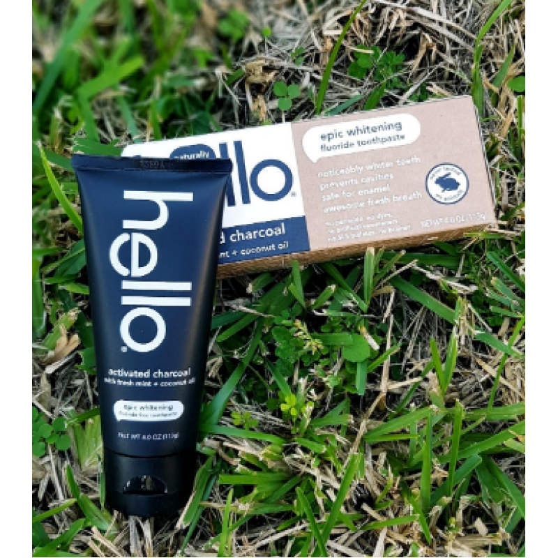 Hello Activated Charcoal Fluoride Whitening Toothpaste with Fresh Mint