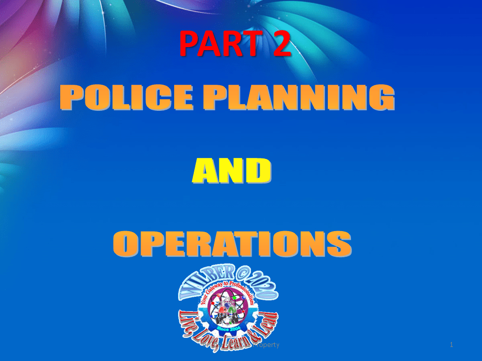 Police Plans and Operations Part 2 WILBER