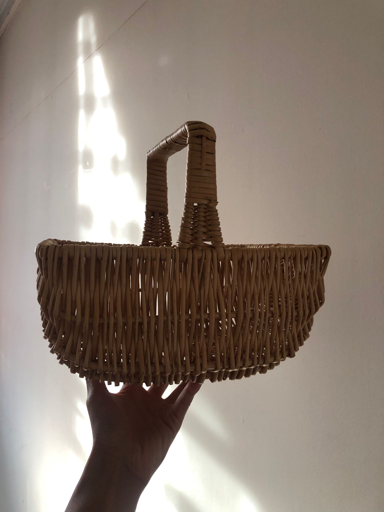 Small Hamper Basket with handle Wilderness Prop Hire Boho wedding