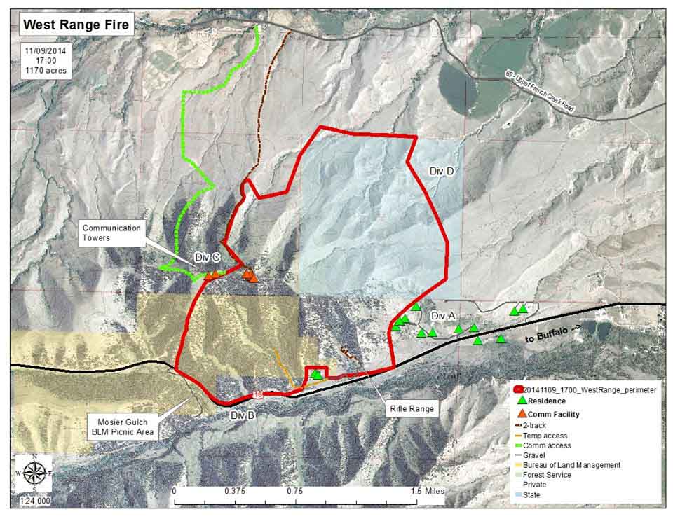 West Range Fire near Buffalo, Wyoming Wildfire Today