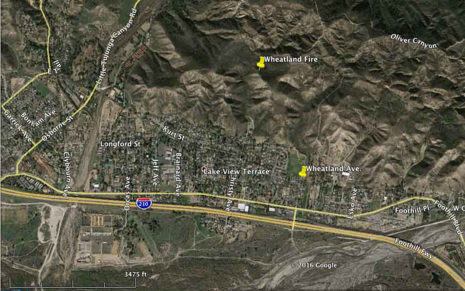 California Wheatland Fire near Lake View Terrace Wildfire Today