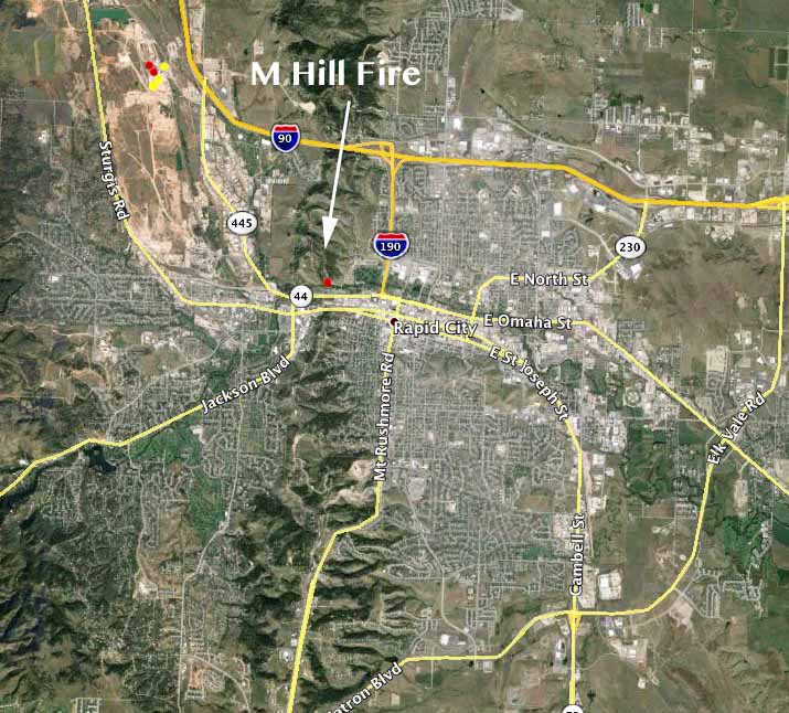Fire on "M Hill" in Rapid City, South Dakota Wildfire Today