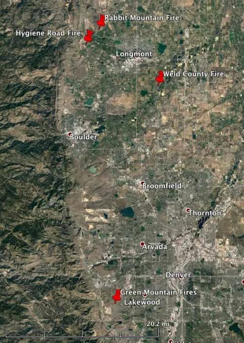 Dry, windy weather leads to five fires along Colorado's Front Range