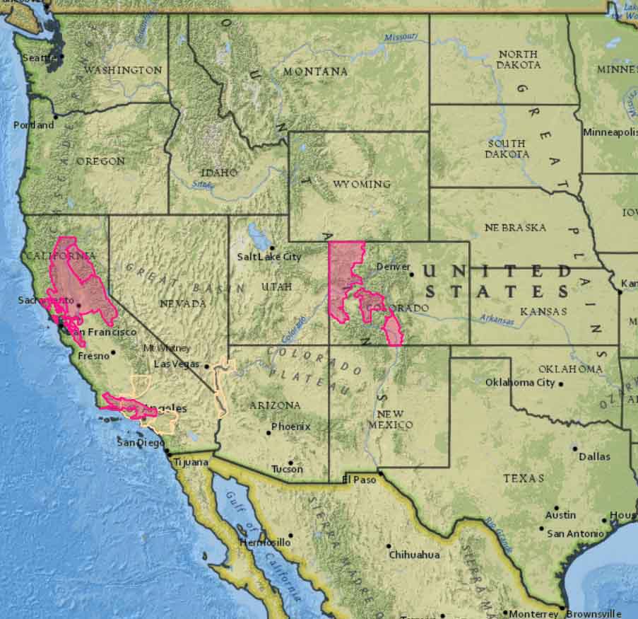 Map From Colorado To California South America Map